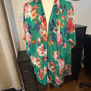 Women’s Emory Park Green Floral Kimono One Size